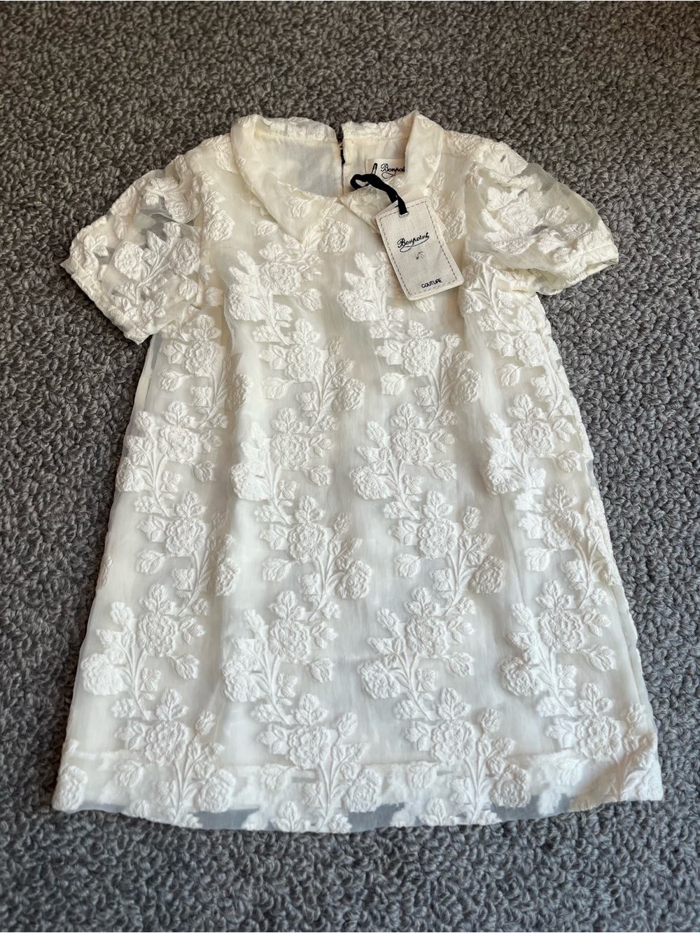 Bonpoint Cream Floral Embroidered Girls Dress NEW